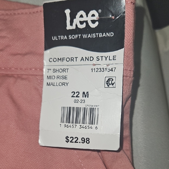 Nwt-Lee Women’s Pink Coral Flat Front Cotton Shorts - Picture 2 of 9